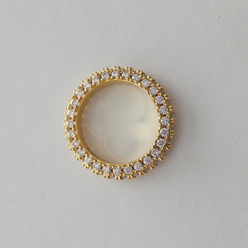 Iced Out Moissanite Band, Yellow Gold Plating